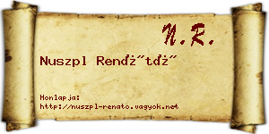 Nuszpl Renátó névjegykártya